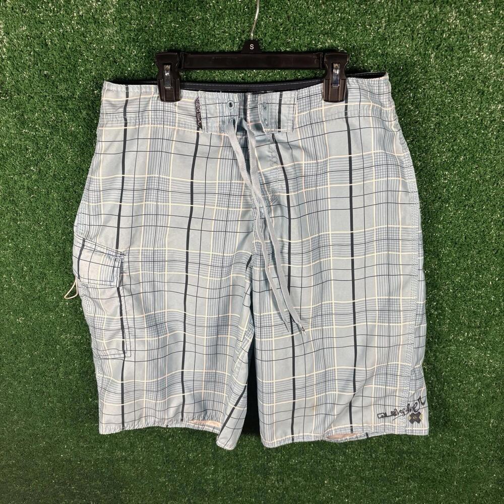 Quiksilver Men's Board Shorts 30 "Carolina Surf Blue" Y2K Swim Summer Beach Vtg